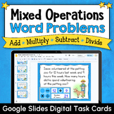 Math Word Problems Google Slides Task Cards - Mixed Operations