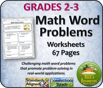 Preview of Critical Thinking Math Worksheets: Multi-Step Word Problems Grades 2 & 3