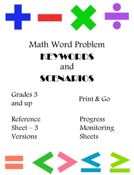 Preview of Math Word Problems Keywords and Scenarios Reference Sheets & Progress Monitoring