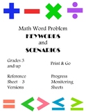 Math Word Problems Keywords and Scenarios Reference Sheets