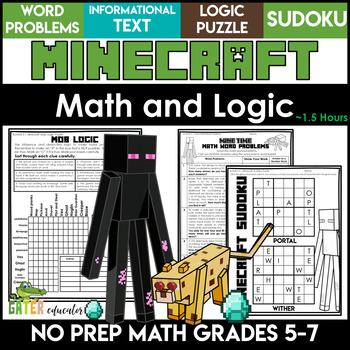 Preview of Math Word Problems | Minecraft Logic Puzzles | Minecraft Sudoku