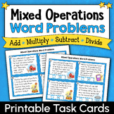 Math Word Problems Printable Task Cards - Mixed Operations