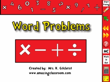 Preview of Math Word Problems Promethean Flipchart Lesson