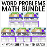 Math Worksheets Word Problems Bundle 4th Grade