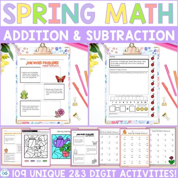 Preview of Math Word Problems for Spring Addition Addend and Subtraction Story Problems