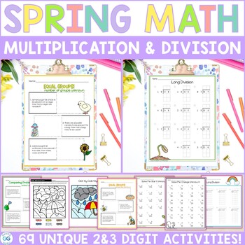 Preview of Math Word Problems for Spring Multiplication and Division Practice Problems