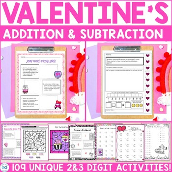 Preview of Math Word Problems for Valentine's Addition Addend and Subtraction Story Problem