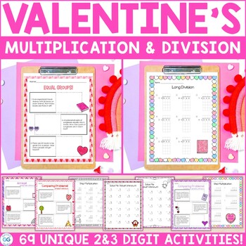 Preview of Math Word Problems for Valentine's Multiplication and Division Practice Problems