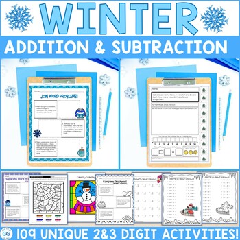 Preview of Math Word Problems for Winter Addition Addend and Subtraction Story Problems