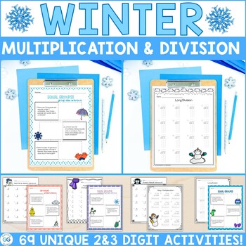Preview of Math Word Problems for Winter Multiplication and Division Practice Problems