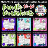 Math Word Problems in Subtraction Fraction Bundle Worksheets