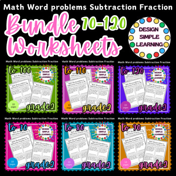 Preview of Math Word Problems in Subtraction Fraction Bundle Worksheets