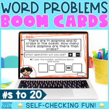 Preview of Math Word Problems to 20 Digital Boom Cards™ and Google Slides
