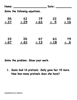 Math Word Problems with Regrouping by Christina Ciaravino | TpT