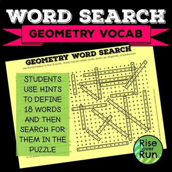 Preview of Geometry Sub Plans Math Vocabulary Word Search