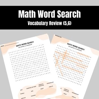 Preview of Math Word Search- (CPM 6th grade Unit 5 & 6 Vocabulary)