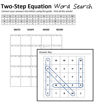 Preview of Math Word Search Puzzle - 2 Step Linear Equations