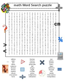 Math Word Search Puzzle Plus Word Problems Word Search Puzzle 2 Puzzles