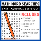 Math Word Search Puzzles: Easy, Medium, and Difficult