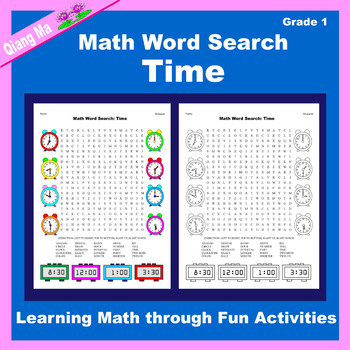 Preview of Math Word Search: Time (Gr 1)