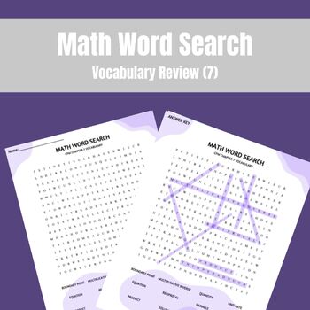 Preview of Math Word Search- (CPM 6th grade Unit 7 Vocabulary)