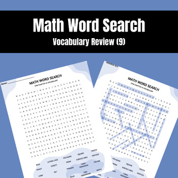 Preview of Math Word Search (CPM 6th grade Unit 9 Vocabulary)