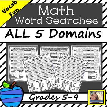 Preview of Math Word Search for Grades 5 to 9 Digital Activity Distance Learning