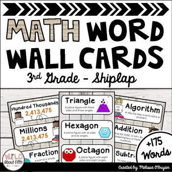 Preview of Math Word Wall 3rd Grade - Editable - Shiplap