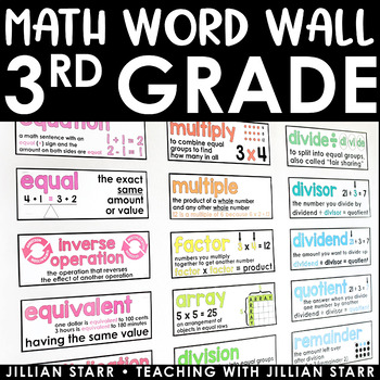 Preview of Math Word Wall 3rd Grade - Vocabulary Cards