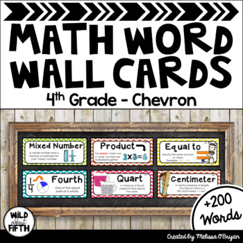 Preview of Math Word Wall 4th Grade - Editable - Vocabulary Cards