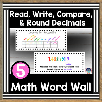 Preview of Math Word Wall 5th Grade~Decimals Read, Write, Compare & Rounding Posters