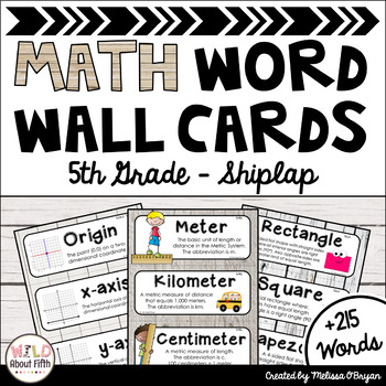 Preview of Math Word Wall 5th Grade - Editable - Shiplap