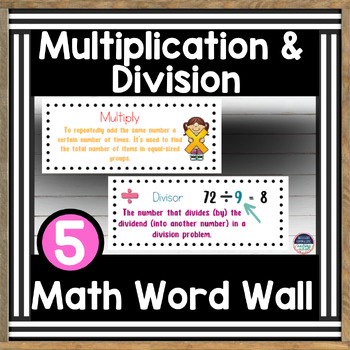 Preview of Math Word Wall 5th Grade~ Multiplication and Division Vocabulary Cards