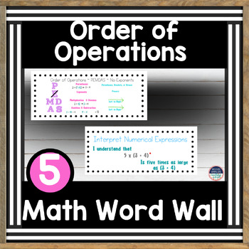 Preview of Math Word Wall 5th Grade~ Order of Operations, Write & Interpret Expressions Voc