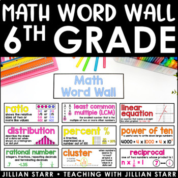 Preview of Math Word Wall 6th Grade - Vocabulary Cards