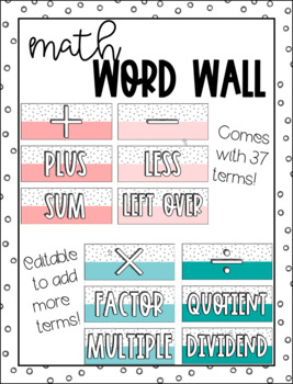 Preview of Math Word Wall - Classroom Display