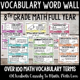 Math Vocabulary Word Wall - 8th Grade - Full Year