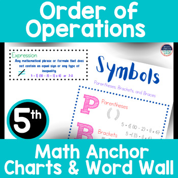 Preview of Math Word Wall & Anchor Charts 5th Grade~ Order of Operations BUNDLE