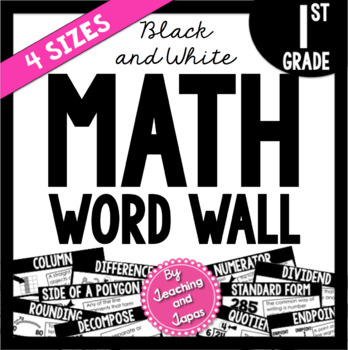 Preview of Math Word Wall *BLACK AND WHITE* (1st Grade)