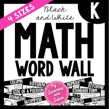 Preview of Math Word Wall *BLACK AND WHITE* (Kindergarten)