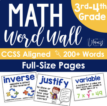 Preview of Math Word Wall {Grades 3-4} FULL SIZE PAGES