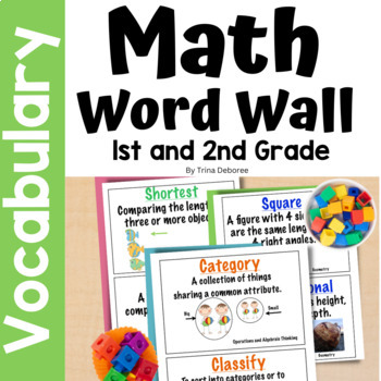 Preview of Math Word Wall, Math Vocabulary & Interactive Notebook Inserts for 1st & 2nd