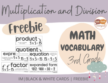 Preview of Math Word Wall | Multiplication and Division | OA | Freebie