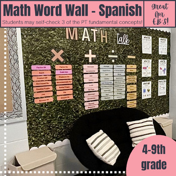 Preview of Math Word Wall - Translated in Spanish