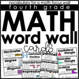 Math Word Wall Vocabulary Cards Fourth Grade
