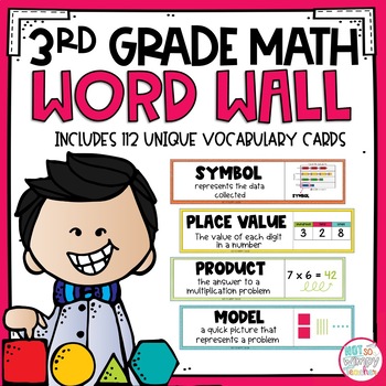 Preview of Math Word Wall Vocabulary Cards THIRD GRADE