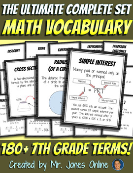 Preview of Math Word Wall Vocabulary Posters: Grade 7 - the Ultimate Set with 180+ Terms!