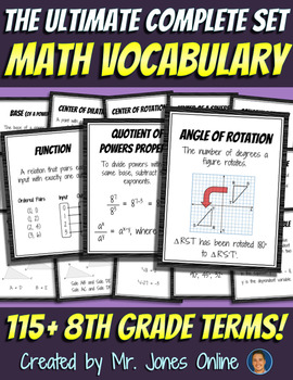 Preview of Math Word Wall Vocabulary Posters: Grade 8 - the Ultimate Set with 115+ Terms!