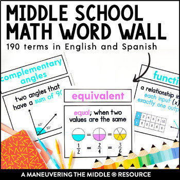 Preview of Math Word Wall for Middle School