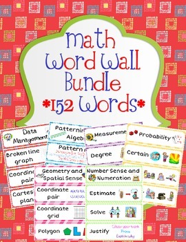 Preview of Math Word Wall Bundle - Data, Patterning, Geometry, Measurement, Probability